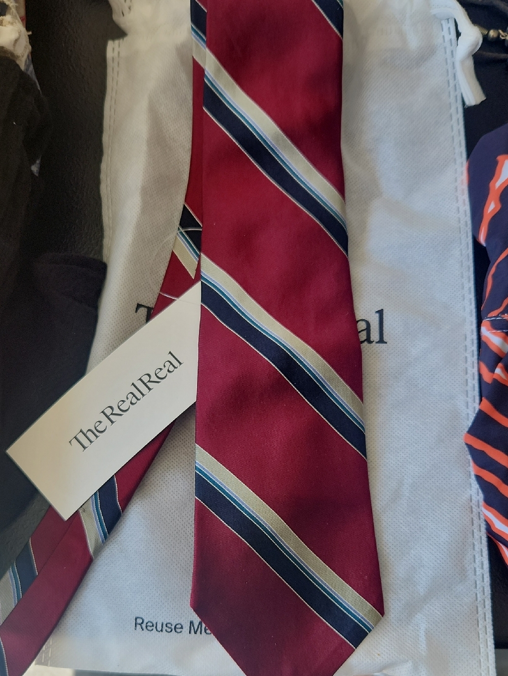 Christian Dior Burgundy Striped Silk Tie